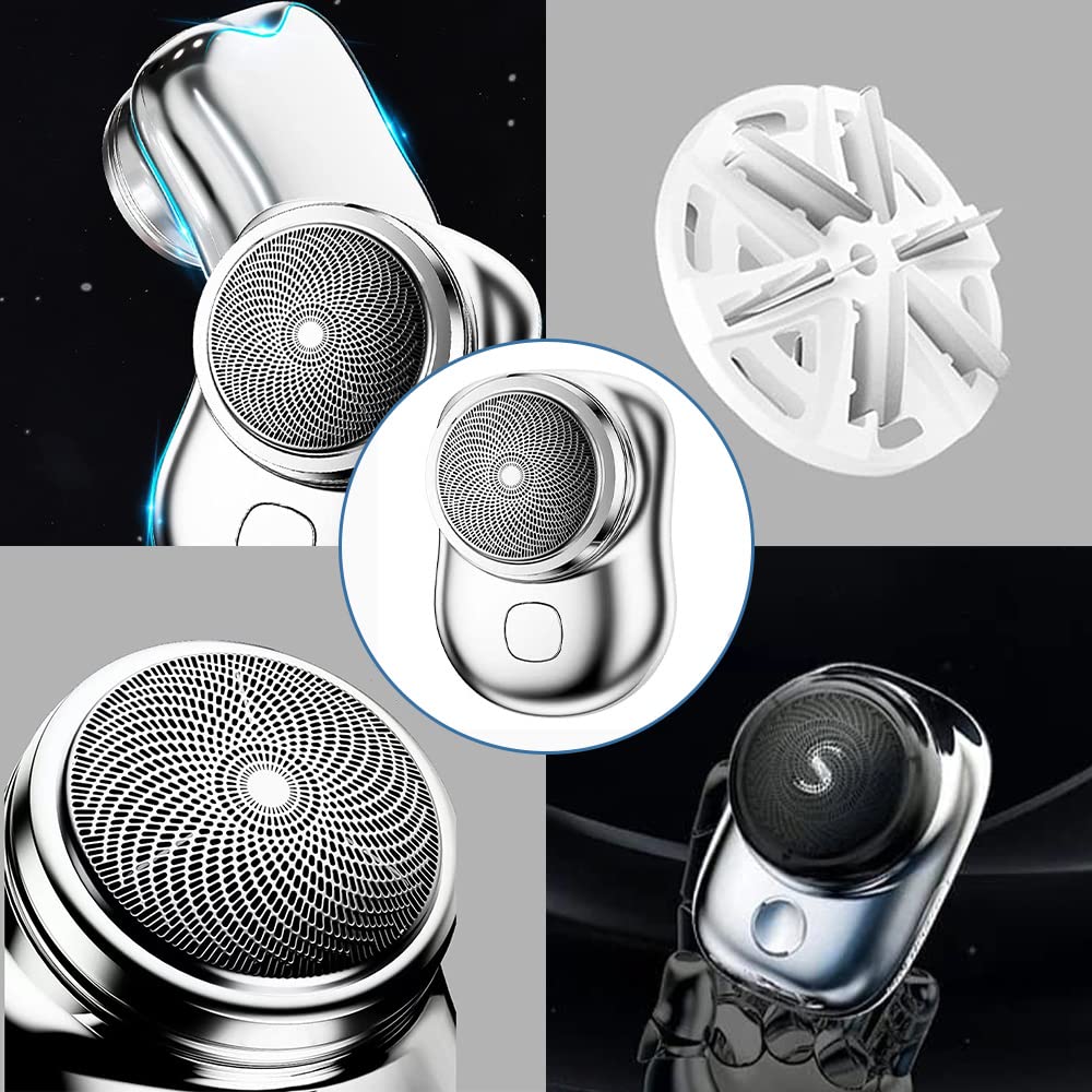 Mini Afeitadora Eléctrica Portátil Azul/Plata