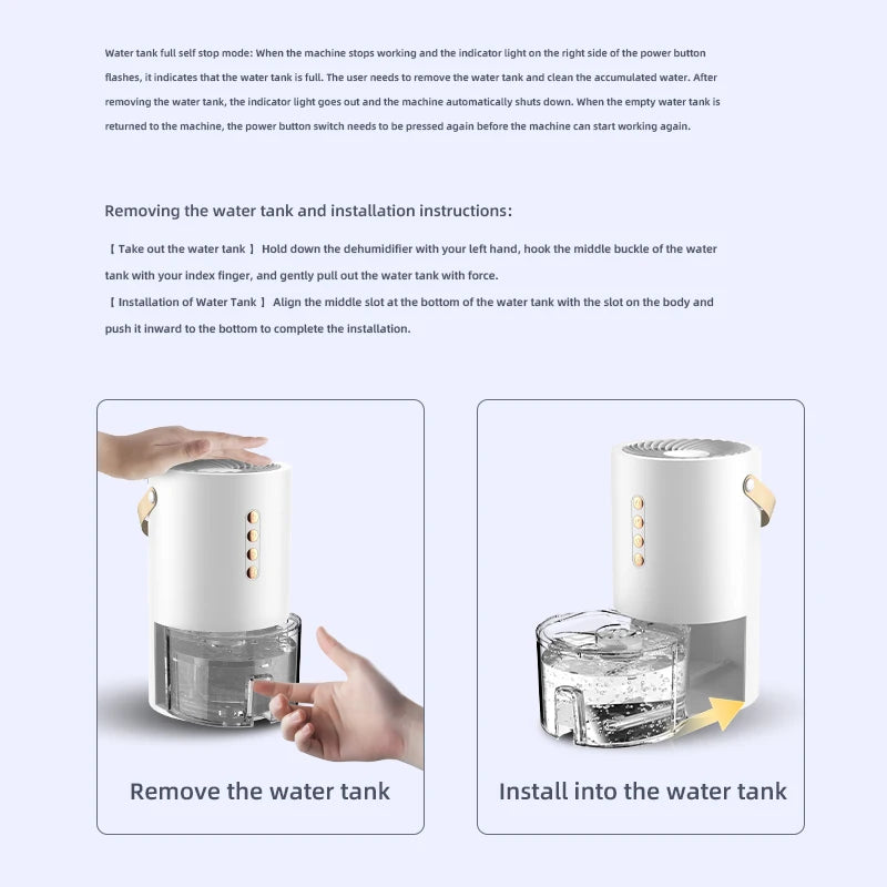 Smart Dehumidifier for Home Office Negative ions Eliminate Damp Mold and Moisture and Portable Energy Efficient Air Dehumidifier