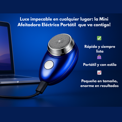Mini Afeitadora Eléctrica Portátil Azul/Plata